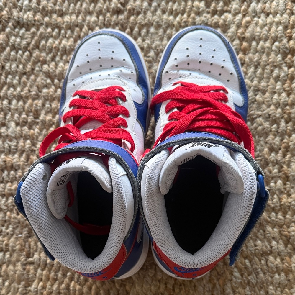 Kids Nike Air Force One Mid custom  - Red, Blue, and White - Picture 2 of 6